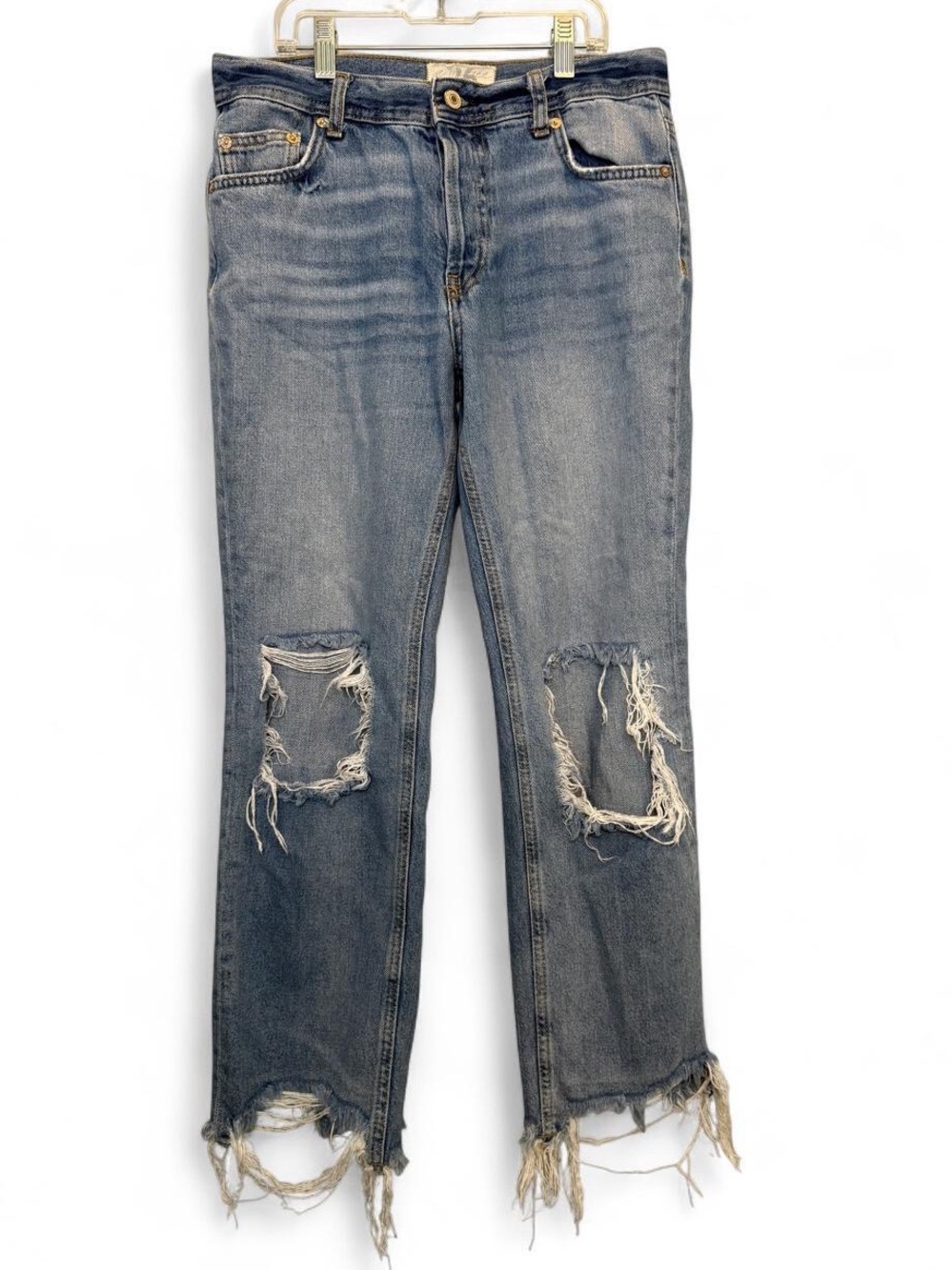 Free People We The Free Maggie Straight Leg Distressed Jeans Size 26